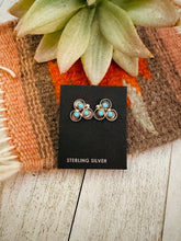 Load image into Gallery viewer, Zuni Turquoise & Sterling Silver Petit Point Post Earrings