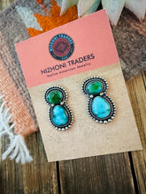 Load image into Gallery viewer, *AUTHENTIC* Navajo Sterling Silver & Sonoran Gold Turquoise Dangle Earrings
