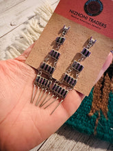 Load image into Gallery viewer, Zuni Sterling Silver & Purple Opal Needlepoint Dangle Earrings