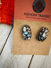 Load image into Gallery viewer, *Authentic* Navajo Golden Hills Turquoise & Sterling Silver Post Earrings