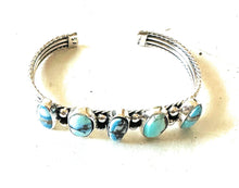 Load image into Gallery viewer, *AUTHENTIC* Navajo Golden Hills Turquoise & Sterling Silver Cuff Bracelet