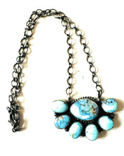 Load image into Gallery viewer, *AUTHENTIC* Navajo Sterling Silver & Golden Hills Turquoise Cluster Necklace