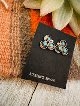 Load image into Gallery viewer, Zuni Turquoise & Sterling Silver Petit Point Post Earrings
