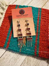 Load image into Gallery viewer, Zuni Sterling Silver & Red Opal Needlepoint Dangle Earrings