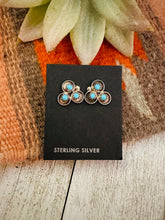 Load image into Gallery viewer, Zuni Turquoise & Sterling Silver Petit Point Post Earrings