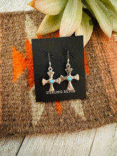 Load image into Gallery viewer, Navajo Turquoise & Sterling Silver Cross Dangle Earrings