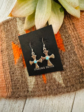 Load image into Gallery viewer, Navajo Turquoise & Sterling Silver Cross Dangle Earrings