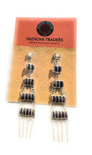 Load image into Gallery viewer, Zuni Sterling Silver & Purple Opal Needlepoint Dangle Earrings