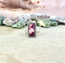 Load image into Gallery viewer, *AUTHENTIC* Handmade Sterling Silver Red Rose Dahlia Adjustable Ring, Signed Nizhoni