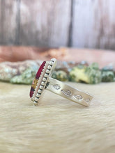 Load image into Gallery viewer, *AUTHENTIC* Handmade Sterling Silver Red Rose Dahlia Adjustable Ring, Signed Nizhoni