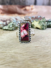 Load image into Gallery viewer, *AUTHENTIC* Handmade Sterling Silver Red Rose Dahlia Adjustable Ring, Signed Nizhoni
