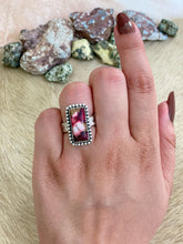 Load image into Gallery viewer, *AUTHENTIC* Handmade Sterling Silver Red Rose Dahlia Adjustable Ring, Signed Nizhoni