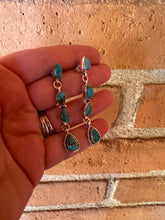 Load image into Gallery viewer, 4 Stone Natural Turquoise and Sterling Silver Dangles