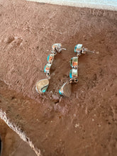 Load image into Gallery viewer, 4 Stone Natural Turquoise and Sterling Silver Dangles