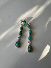 Load image into Gallery viewer, 4 Stone Natural Turquoise and Sterling Silver Dangles