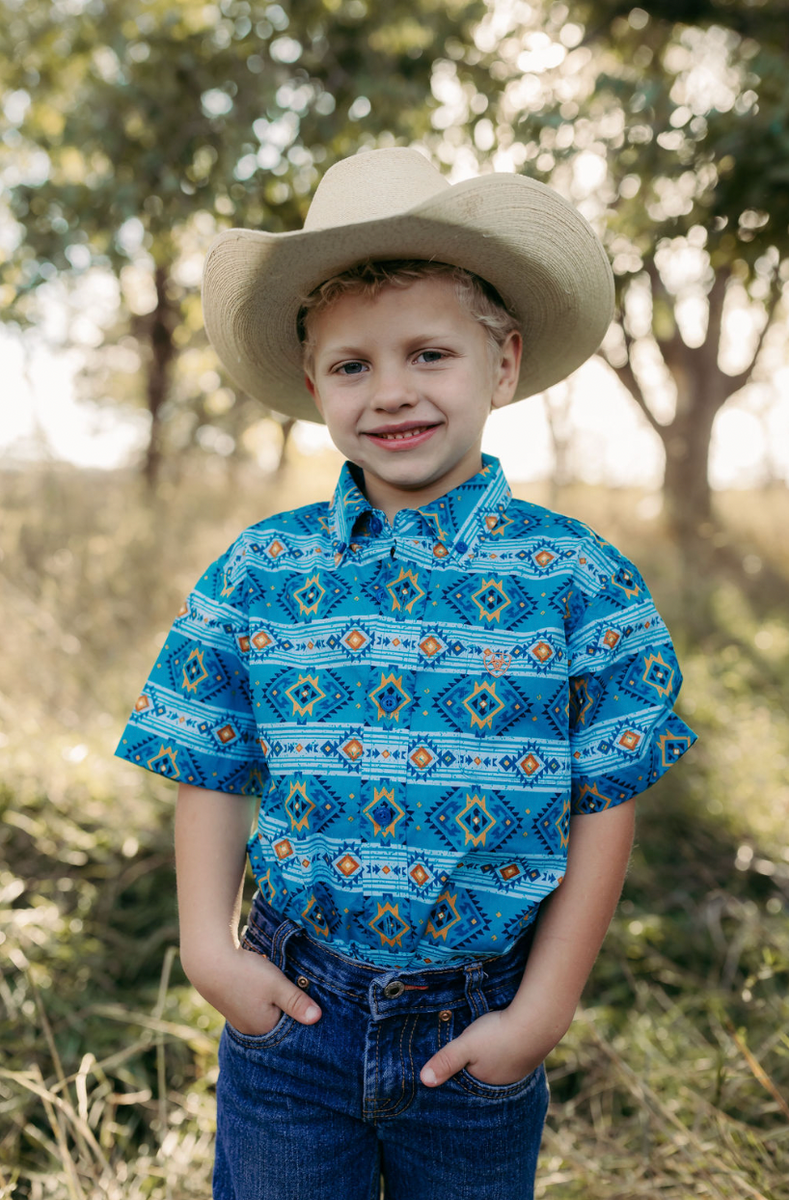 ARIAT Boys Konner Junior Classic Shirt (Enamel Blue)