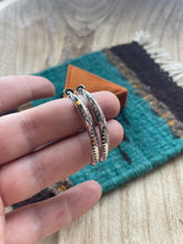 Load image into Gallery viewer, *AUTHENTIC* Leander Tahe Hand-stamped Sterling Silver Hoop Dangle Earrings