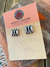 Load image into Gallery viewer, *AUTHENTIC* Navajo Hand Stamped Beth Dutton Sterling Silver Stud Earrings by Leander Tahe (Copy) (Copy)