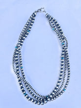 Load image into Gallery viewer, *AUTHENTIC* Navajo Turquoise And Sterling 3 Strand Beaded Necklace 20Inch (Copy)