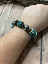 Load image into Gallery viewer, *AUTHENTIC* Navajo Sterling Silver Stretchy Natural #8 Turquoise Beaded Bracelet (Copy)