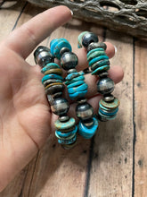 Load image into Gallery viewer, *AUTHENTIC* Navajo Sterling Silver Stretchy Natural #8 Turquoise Beaded Bracelet (Copy)