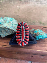 Load image into Gallery viewer, *AUTHENTIC* Size 8 Navajo Sterling Silver & Natural Spiny Cluster Ring