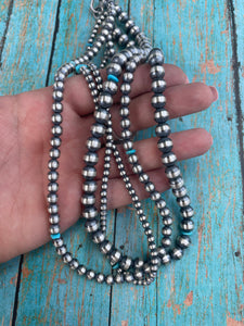 *AUTHENTIC* Navajo Turquoise And Sterling 3 Strand Beaded Necklace 20Inch (Copy)
