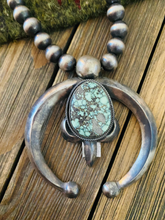 Load image into Gallery viewer, *AUTHENTIC* Navajo Sterling Silver & Turquoise Beaded Naja Necklace by Paul Livingston