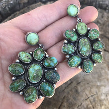 Load image into Gallery viewer, *AUTHENTIC* Navajo Sterling Silver And Sonoran Gold Turquoise Dangle Earrings Signed