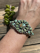 Load image into Gallery viewer, *AUTHENTIC* Navajo Royston Turquoise And Sterling Silver Cluster Cuff Bracelet Signed