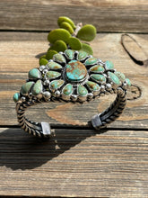 Load image into Gallery viewer, *AUTHENTIC* Navajo Royston Turquoise And Sterling Silver Cluster Cuff Bracelet Signed