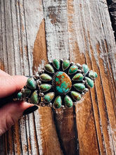 Load image into Gallery viewer, *AUTHENTIC* Navajo Royston Turquoise And Sterling Silver Cluster Cuff Bracelet Signed