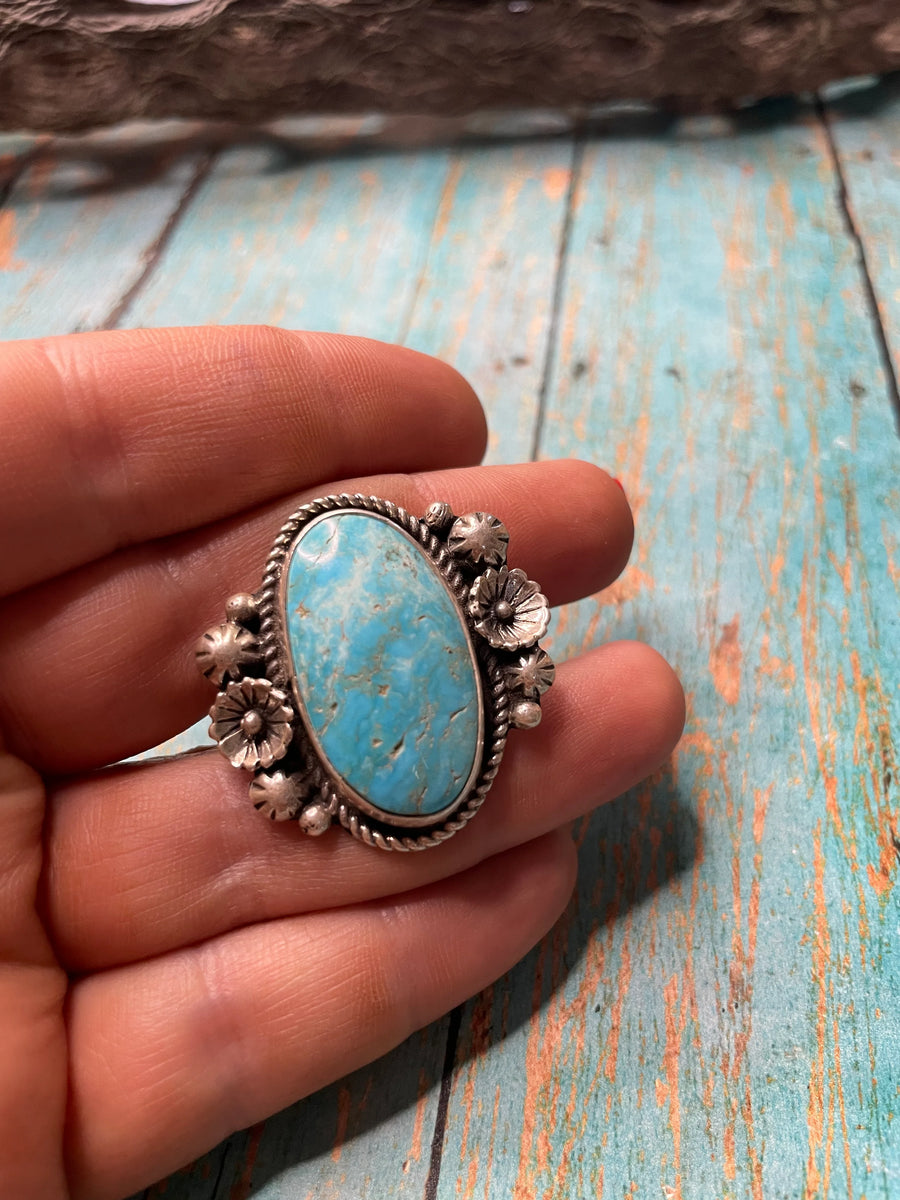 VTG OLD PAWN hotsell STERLING SILVER TURQUOISE RING. #A14