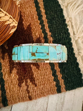 Load image into Gallery viewer, Navajo Number 8 Turquoise &amp; Sterling Silver Inlay Cuff Bracelet