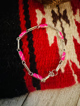 Load image into Gallery viewer, Zuni Pink Opal &amp; Sterling Silver Inlay Link Bracelet