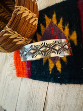 Load image into Gallery viewer, Navajo Hand Stamped Sterling Silver Cuff Bracelet By Elvira Bill