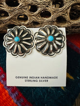 Load image into Gallery viewer, *AUTHENTIC* Navajo Sterling Silver &amp; Turquoise Concho Stud Earrings