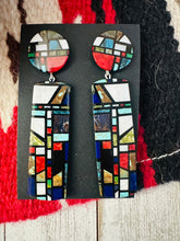 Load image into Gallery viewer, Santo Domingo Multi Stone Inlay Dangle Earrings