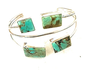 Navajo Sterling Silver & Number 8 Turquoise Cuff Bracelet