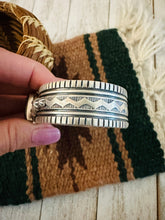 Load image into Gallery viewer, Navajo Sterling Silver &amp; Black Jack Turquoise Cuff Bracelet