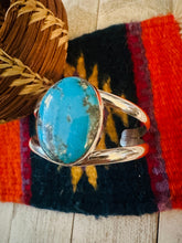 Load image into Gallery viewer, Navajo Sterling Silver &amp; Kingman Turquoise Cuff Bracelet