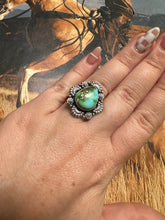 Load image into Gallery viewer, Beautiful Handmade Sonoran Mountain Turquoise And Sterling Silver Adjustable Single Stone Ring