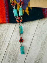 Load image into Gallery viewer, Handmade Sterling Silver, Turquoise &amp; Coral Necklace Set Signed Nizhoni