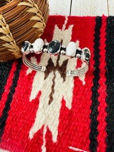 *AUTHENTIC* Navajo Sterling Silver & White Buffalo Cuff Bracelet