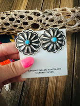 Load image into Gallery viewer, *AUTHENTIC* Navajo Sterling Silver &amp; Turquoise Concho Stud Earrings