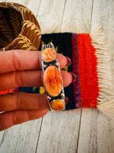 Load image into Gallery viewer, Navajo Sterling Silver &amp; Orange Spiny Oyster Cuff Bracelet