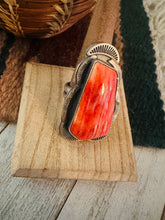 Load image into Gallery viewer, Navajo Orange Spiny &amp; Sterling Silver Ring Size 8.75