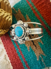 Load image into Gallery viewer, Navajo Sterling Silver &amp; Kingman Turquoise Cuff Bracelet