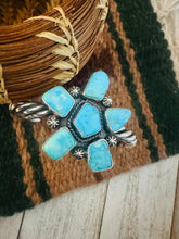 Load image into Gallery viewer, Navajo Kingman Turquoise &amp; Sterling Silver Cluster Cuff Bracelet