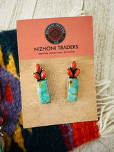 Load image into Gallery viewer, Handmade Sterling Silver, Turquoise &amp; Coral Necklace Set Signed Nizhoni